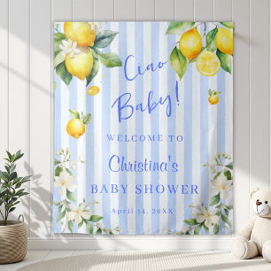 Ciao Baby Blue Citrus Lemons Baby Shower Backdrop