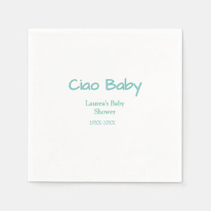 ciao baby blue green pastel baby shower name date  napkins