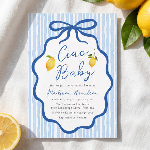 Ciao Baby Blue Italian Lemon Baby Shower Invitation