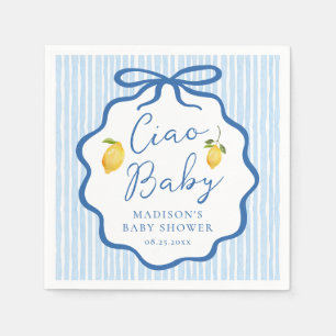 Ciao Baby Blue Italian Lemon Baby Shower Napkins