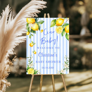 Ciao Baby! Blue Stripe Lemons Welcome Sign Boards