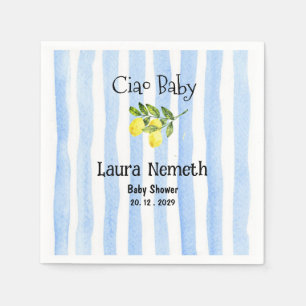 Ciao Baby Blue Stripes Lemon Baby Shower  Napkins