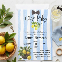 Ciao Baby Blue Stripes Lemon Boy Baby Shower 