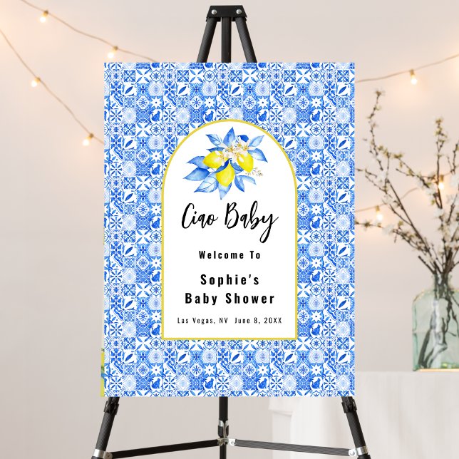 Ciao Baby, Blue Tiles And Lemons Baby Welcome Sign (Creator Uploaded)