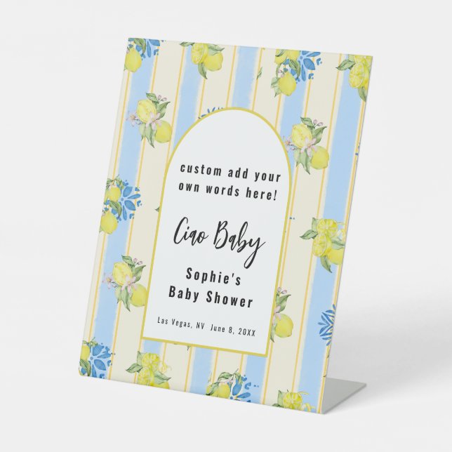 Ciao Baby, Blue Tiles And Lemons Custom Sign (Front)