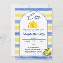 Ciao Baby Blue & Yellow Stripes Lemon Baby Shower 
