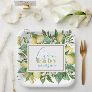 Ciao Baby Citrus Lemon Baby Shower Paper Plates