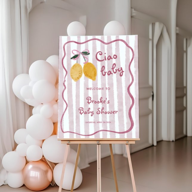 Ciao Baby Girl Baby Shower Welcome Sign (Ciao Baby Girls Baby Shower Welcome Sign)