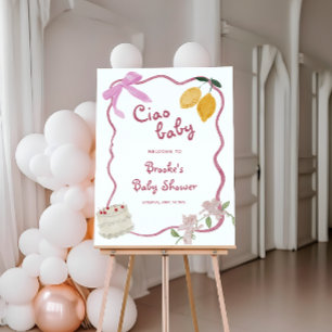 Ciao Baby Girl Baby Shower Welcome Sign