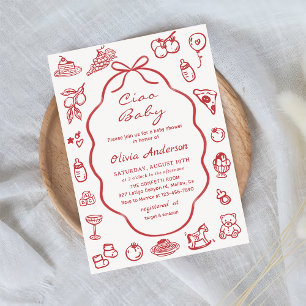 Ciao Baby Hand Drawn Italian Lemon Baby Shower Invitation