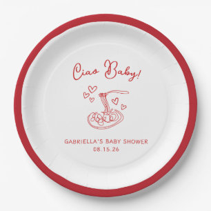 Ciao Baby! Hand Drawn Italian Pasta Baby Shower Paper Plates