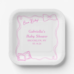 Ciao Baby Hand Drawn Pasta Italian Baby Shower Paper Plates