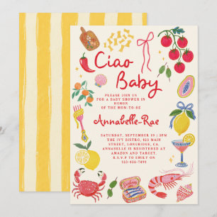 Ciao Baby Italian Baby Shower Pink Red Italian Invitation