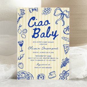 Ciao Baby Italian Bambino Hand Drawn Baby Shower Invitation