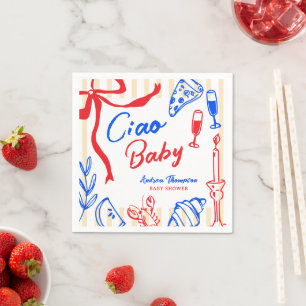 Ciao Baby Italian Bambino Hand Drawn Baby Shower Napkins