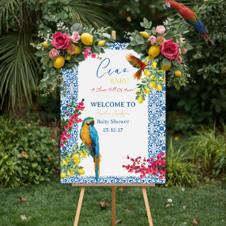 Ciao Baby Italian Blue Tile Lemons Baby Shower   Foam Board
