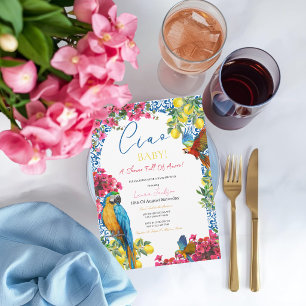 Ciao Baby Italian Blue Tile Lemons Baby Shower  Invitation