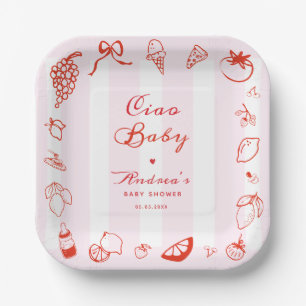 Ciao Baby Italian Hand Drawn Lemon Baby Shower Paper Plates