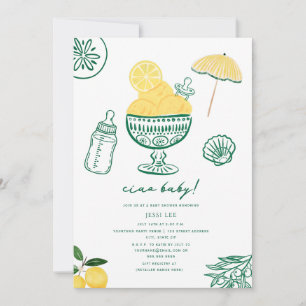 Ciao Baby Italian Lemon Neutral Baby Shower Invitation