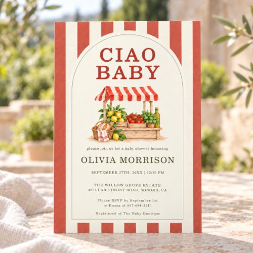 Ciao Baby Red Vintage-inspired baby shower invitation