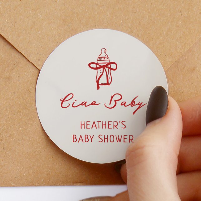 Ciao Baby Italian Pizza Baby Shower Favor Classic Round Sticker (Creator Uploaded)