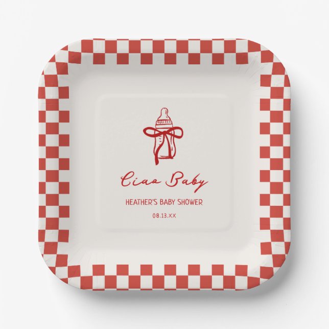 Ciao Baby Italian Pizza Baby Shower Paper Plates (Front)