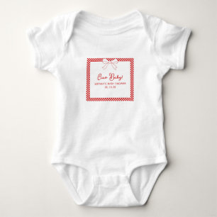 Ciao Baby! Italian Red GIngham Bow Baby Shower Bodysuit