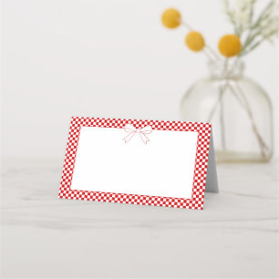 Ciao Baby! Italian Red Gingham White Bow Blank Place Card