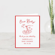Ciao Baby! Italian Red Pasta Baby Shower Thank You