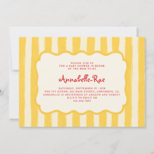 Ciao Baby Italian Yellow Stripe Baby Shower Invitation