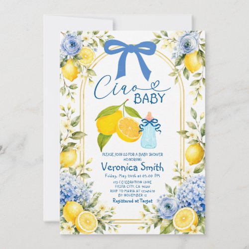 Ciao Baby Lemon Baby Shower Invitation