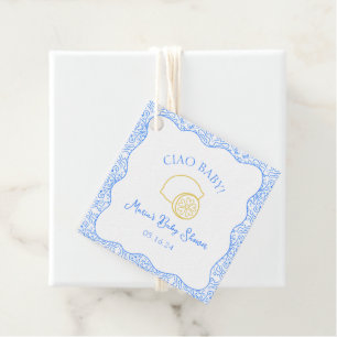 Ciao Baby! Lemon Blue Italian Baby Shower Favor Tags