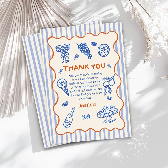 Ciao Baby Lemon Italian Hand Drawn Baby Shower Thank You Card (Creator Uploaded)