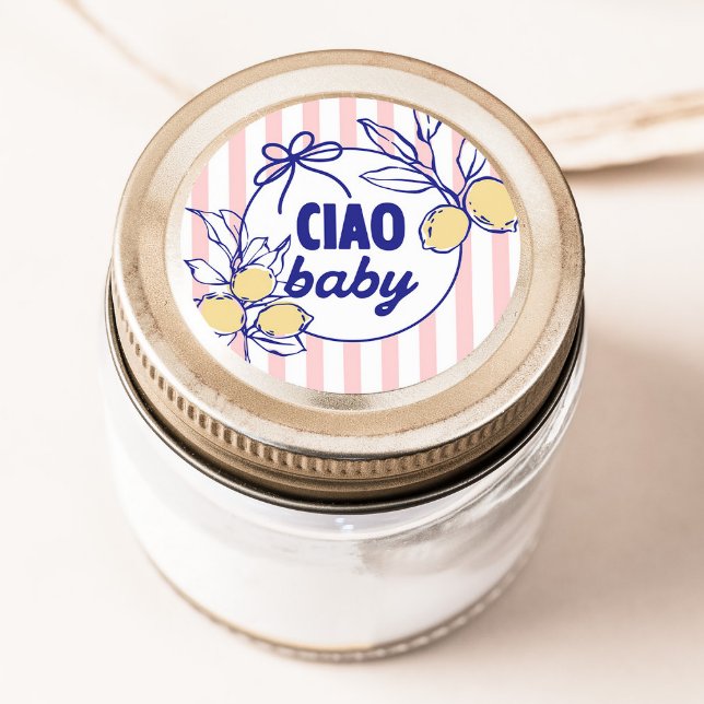 CIAO BABY Lemon Mediterranean Amalfi Classic Round Sticker (Creator Uploaded)