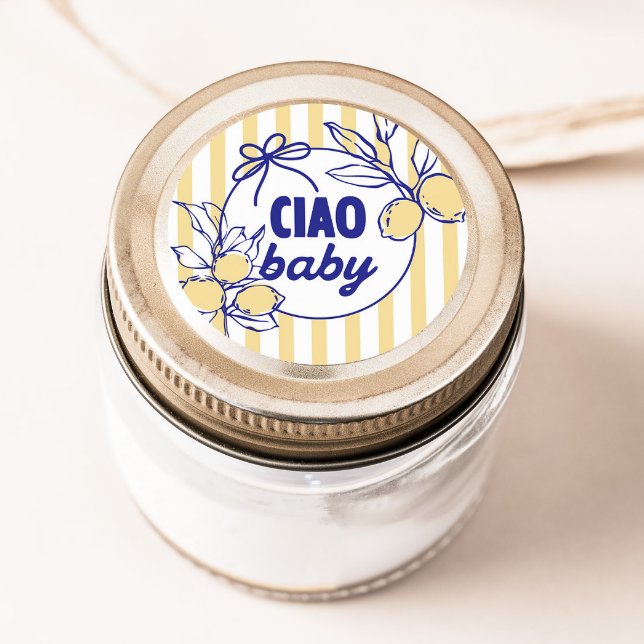 CIAO BABY Lemon Mediterranean Amalfi Classic Round Sticker (Creator Uploaded)