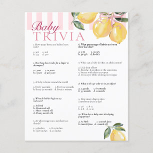 Ciao Baby Lemon Pink Baby Shower TRIVIA Game