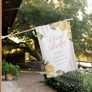 Ciao Baby Lemon Pink Baby Shower WELCOME flag