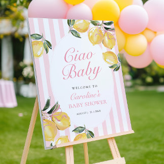 Ciao Baby Lemon Pink Baby Shower WELCOME SIGN