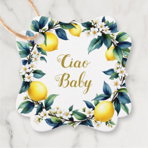Ciao Baby Lemon Wreath Amalfi Baby Shower Favor Tags