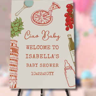 Ciao Baby Line Art Italian Pizza Baby Shower Foam Board