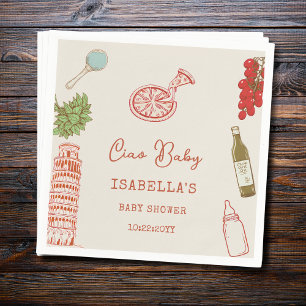 Ciao Baby Line Art Italian Pizza Baby Shower Napkins