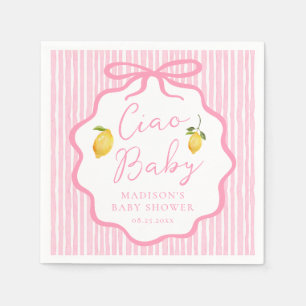 Ciao Baby Pink Italian Lemon Baby Shower Napkins