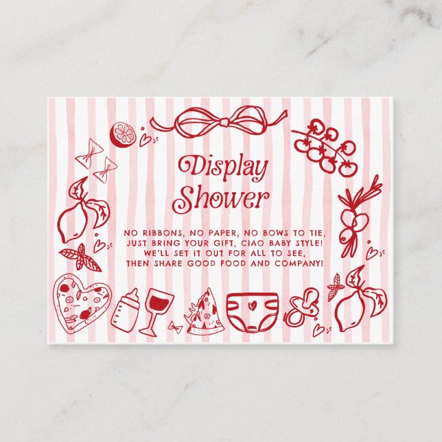 Ciao Baby Red Italian Lemons Baby Display Shower Enclosure Card (Front)