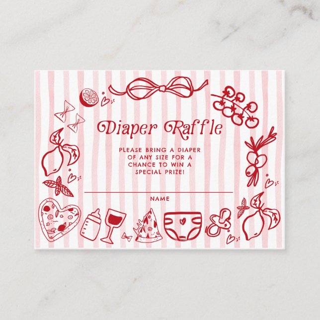 Ciao Baby Red Italian Lemons Diaper Raffle Enclosure Card (Front)