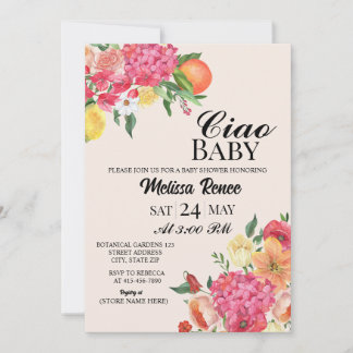 Ciao Baby shower Flower Invitation 