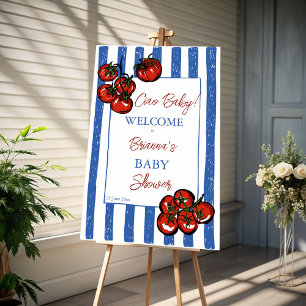Ciao baby tomato Italian baby shower welcome sign