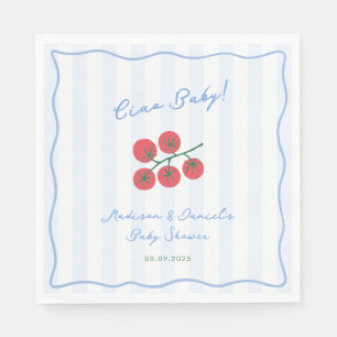 Ciao Baby! Tomatoes Blue Red Baby Shower Party Napkins