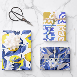 Ciao Baby Watercolor Yellow Lemons Sweetie Shower Wrapping Paper Sheets