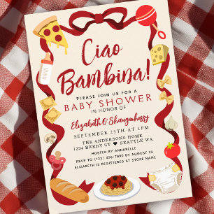 Ciao Baby Whimsical Italian Pizza Baby Shower Invitation