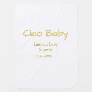 ciao baby yellow gold pastel baby shower name date blanket